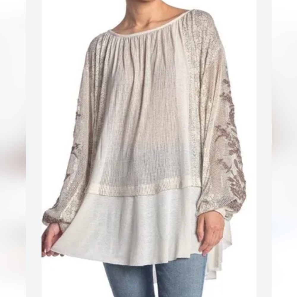 Free People Tunic Beige Earth Tones